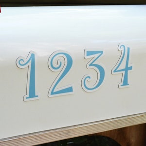 Magnetic Address Numbers 3.5" Blue use on any sized mail box or steel door choose from black or white border