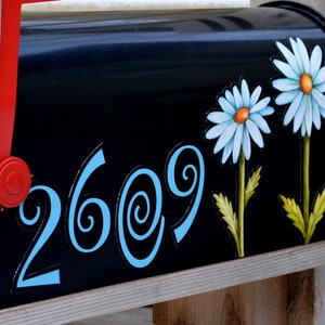 Mailbox Magnet Partial Cover Spring DaisyTrio Address Numbers for BLACK Mail box Topper Custom Personalized Not a Decal