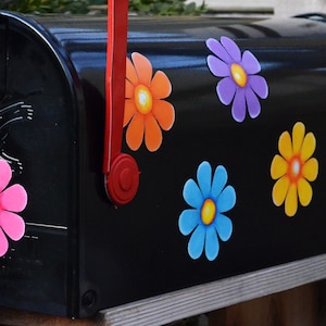 Mailbox Magnet Partial Cover Retro Daisies Set of 6 Groovy Mod Flowers Mail Box Mulitiple Uses Car Fridge Great as Car Magnets!