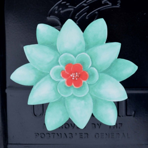 Mailbox Magnet Partial Cover Spring Summer Teal Floral Flower Home Decor Curb Appeal Not a Decal it's a Magnet!