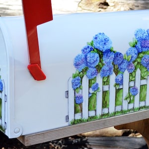 Mailbox Magnet Partial Cover Hydrangea Flowers and White Picket Fence Home and Garden Decor for Mail Box Not a Decal these are Magnets!