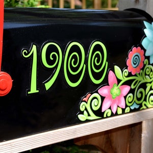 Mailbox Magnet Partial Cover Spring Summer Corner Floral Flowers Swirly for Black Mail Box Custom Address Better than a Decal Reusable!