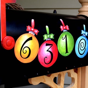 Mailbox Magnet Partial Cover Set of 4 Chistmas Bulbs Customized Address Numbers Not a Decal or a Cover It's Magnets Reusable Easy to Apply