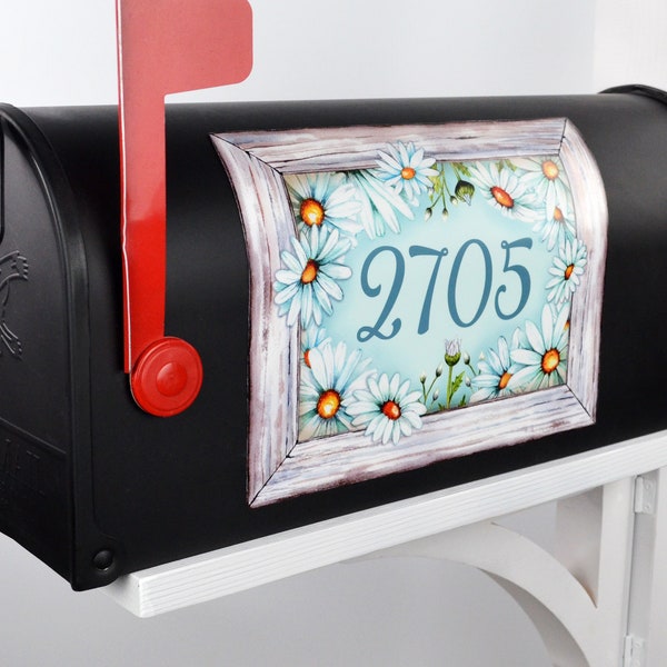 Mailbox Magnet Partial Cover Personalized Daisy Daisies White Washed Barnwood Personalized Mail Box Not a Decal Its a Magnet Reusable