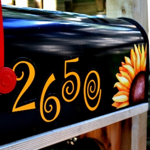 Mailbox Magnet Partial Cover, Custom Sunflower for Corner, Address Numbers for Black Mail Box, Easy to Apply
