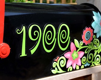 Mailbox Magnet Partial Cover Spring Summer Corner Floral Flowers Swirly for Black Mail Box Custom Address Better than a Decal Reusable