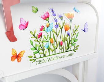 Mailbox Magnet Partial Cover, Custom Wildflowers with Address or Name, For Black or White Mail Box