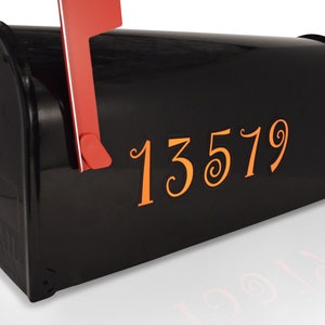 Boîte aux lettres magnétique orange citrouille de 2,5 po., couverture partielle, aimant, numéros de maison, adresse personnelle, pas de décalcomanie, plusieurs numéros magnétiques utilisés pour la boîte aux lettres