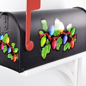 Mailbox Magnet Partial Cover Holiday Christmas Lights Fir Tree Branch 2 sizes Decorative Mail Box Magnets Not a Cover or a Decal Reusable