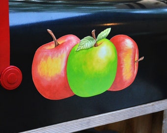 Mailbox Magnet Partial Cover Green and Red Apple Trio for Mail Box Fall Autumn Seasonal Granny Smith Apple Orchard Harvest Decor