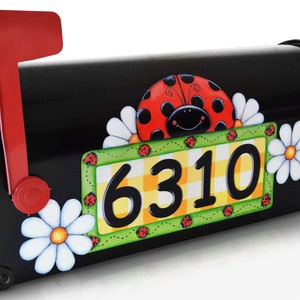 Mailbox Magnet Partial Cover Ladybug Address Numbers with Set of 2 White Daisies Looks Like A Hand Painted Mail Box So Easy to Apply!