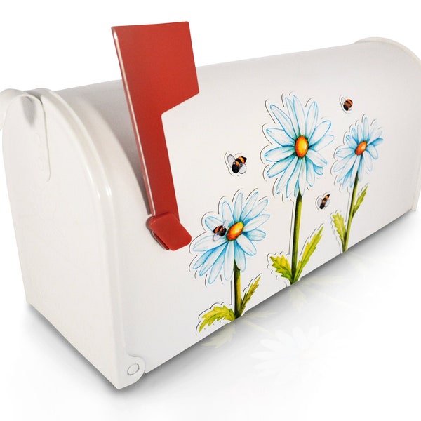 Mailbox Magnet Partial Cover Daisy Trio for a WHITE Standard & Jumbo Mail Box Not a Decal or a Cover It's Magnets Easy to Apply!