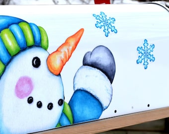 Mailbox Magnet Partial Cover Winter Snowman & Snowflakes for Mail Box not a Decal or a Cover It's a Magnet Reusable Removable