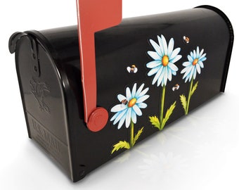 Mailbox Magnet Partial Cover Daisy Trio Flowers for BLACK Mail Box Not a Decal It's Magnets so Easy to Apply & Reusable