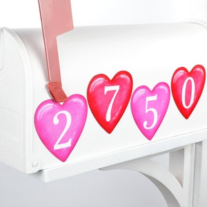 Mailbox Magnet Partial Cover Set of 4 Valentine's Day Hearts Customized Address Numbers These are Magnets Reusable Easy to Apply Multi Use