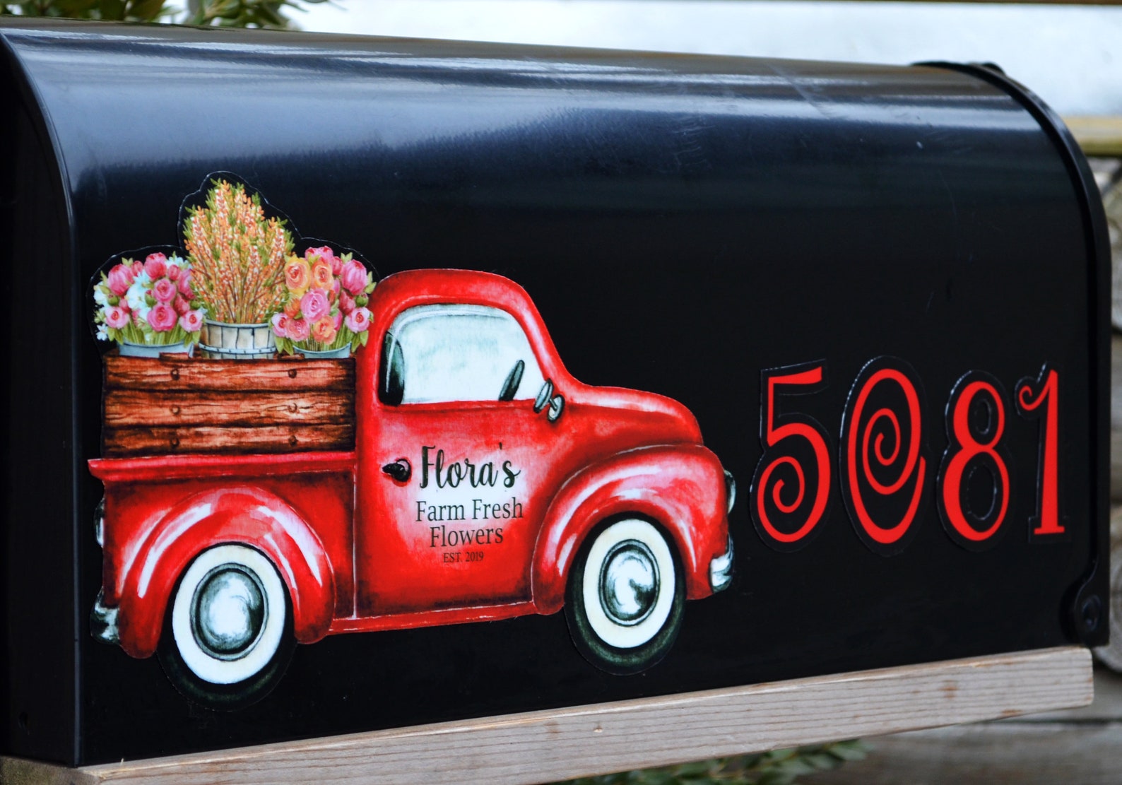 Mailbox Cover Hand Painted Vintage Red Truck Etsy