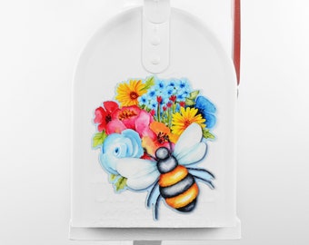 Magnetic Mailbox Cover Magnet Floral Watercolor Bee Bouquet Magnet Colorful Summer Curb Appeal Outdoor Home Decor Not a Decal It's a Magnet
