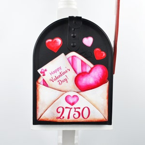 Mailbox Magnet Partial Cover  Happy Valentine's Day Envelope Personalized Address Numbers Door of Mail Box Not a Decal It's a Cut Out Magnet