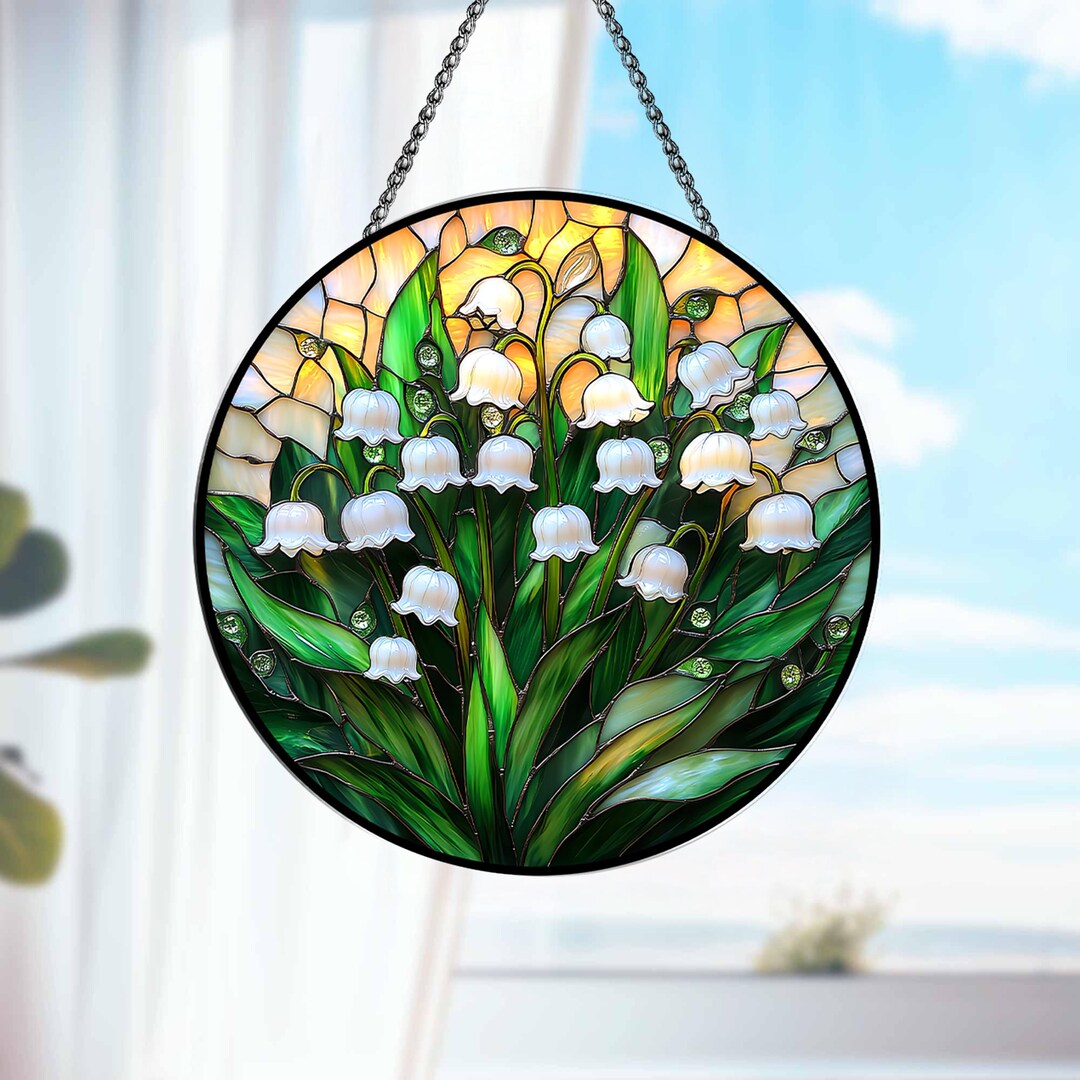 Lily of the Valley Stained Glass Suncatcher, Floral Window Hanging ...