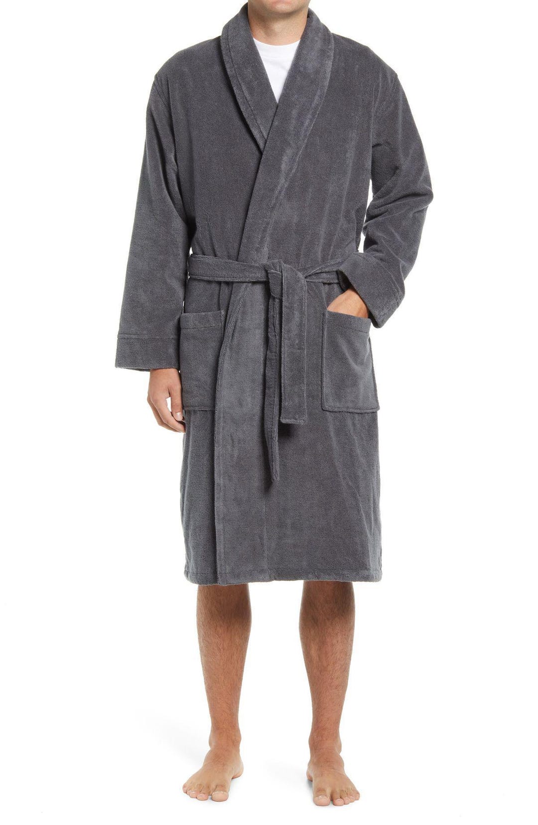 Men's Smoking Robe Men’s Grey Velvet Smoking Robe Jacket, Long Quilted Dressing Gown ...