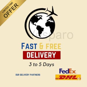 May include: A graphic with the text "FAST & FREE DELIVERY" in blue and red, with a globe and airplane icon. The image also includes the text "LIMITED TIME OFFER" and the logos for FedEx and DHL.