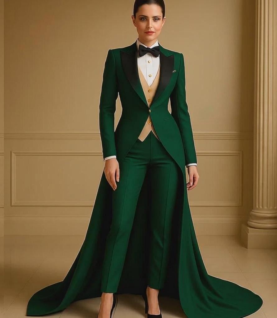 slim fit dress slacks Red Wine Tuxedo Mermaid Gown With Long Sleeves
