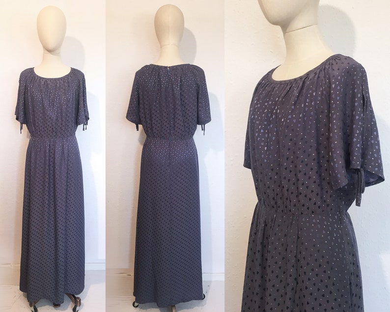 Size 10 1970s Dusky lilac heart dress