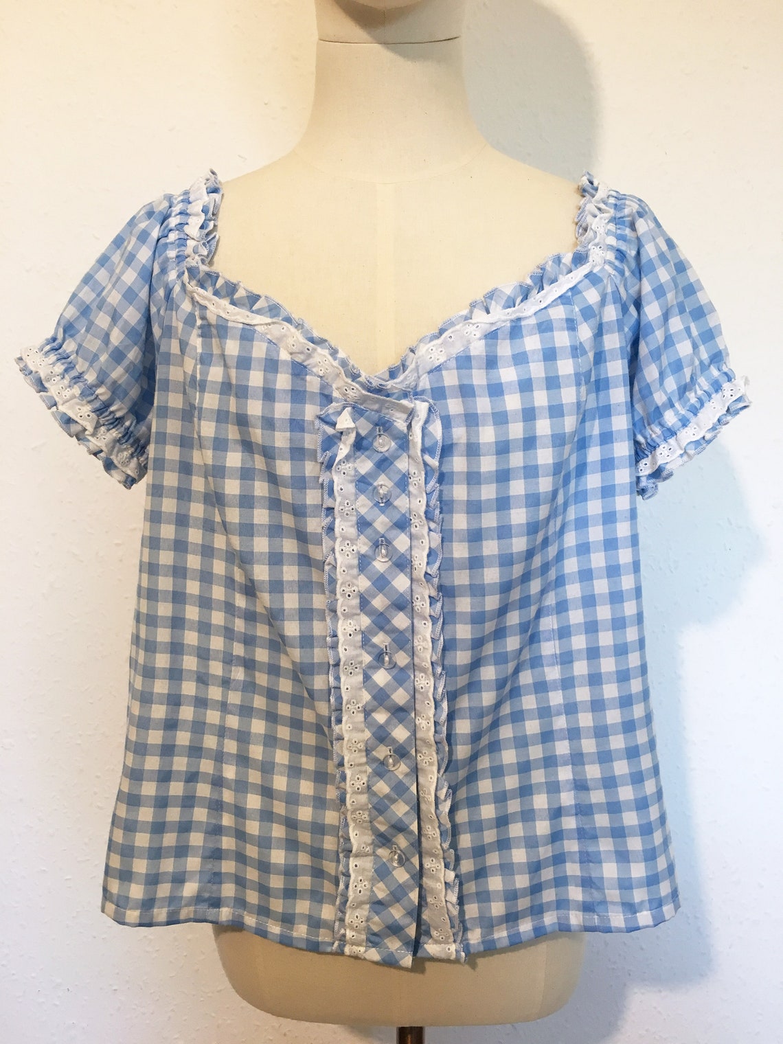 Size 18 Cute 1990s gingham dirndl blouse image 2