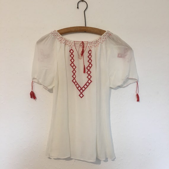 Size 8-10 Hand embroidered cheesecloth blouse
