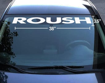 ROUSH Mustang Decal Ford Mustang ROUSH Windshield Banner Decal Sticker - White Vinyl, 3.75" X 39", Glossy Finish Windshield Sticker Bomb White Car & Truck Decals & Vinyl - Foto 2