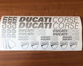 Ducati Corse Decal Set: Oracal Vinyl Stickers for Motorcycle, Helmet, Fuel Tank