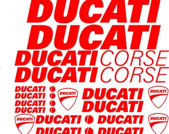 Ducati Corse Decal Sticker Set: Motorcycle Fairing, Helmet, Fuel Tank