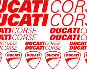 Ducati Corse Decal Sticker Set: Motorcycle Fairing, Helmet, Fuel Tank