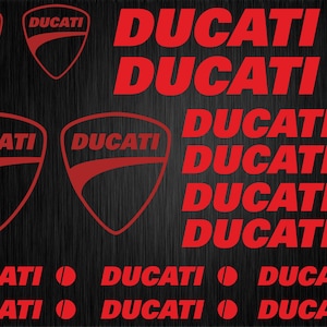 Ducati motorcycle bike decals stickers set vinyl red WHITE black logo fuel tank DUCATI CORSE Monster fairing Helmet fuel tanks motorcycle