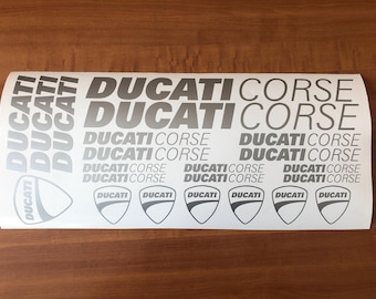 Ducati Corse Decal Set: Oracal Vinyl Stickers for Motorcycle, Helmet, Fuel Tank