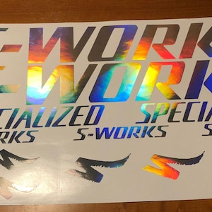 Calcomanías S-works, pegatinas iridiscentes de cromo para cuadro especializado, vinilo para bicicleta, manchas de aceite