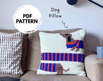 Dachshund Tapestry Crochet Pillow Pattern: Dog Lover Gift (PDF Download)