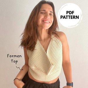 Convertible Crochet Top Pattern: Halted Crop Top, Trinity Stitch Wrap (PDF)