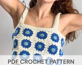 Crochet Halos Top Pattern: Granny Square Crop Top (PDF Download)