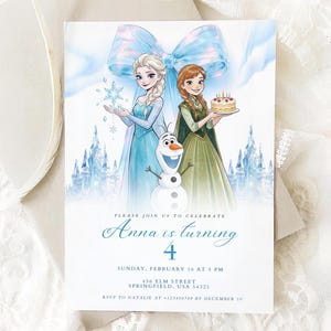Frozen-Inspired Birthday Invitation Template: Any Age Princess Girl Winter Snow Invite (Canva Editable, Instant Download) BD10