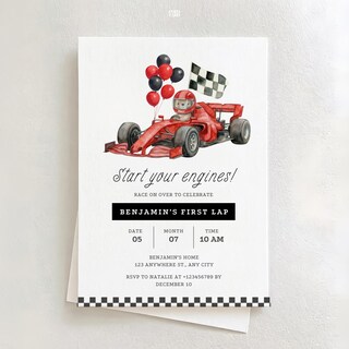 Biglietto Di Auguri Speed Dial F1 - Design Senape E Grigio, Formato A6, Fatto A Mano In Gran Bretagna, Interno Vuoto
