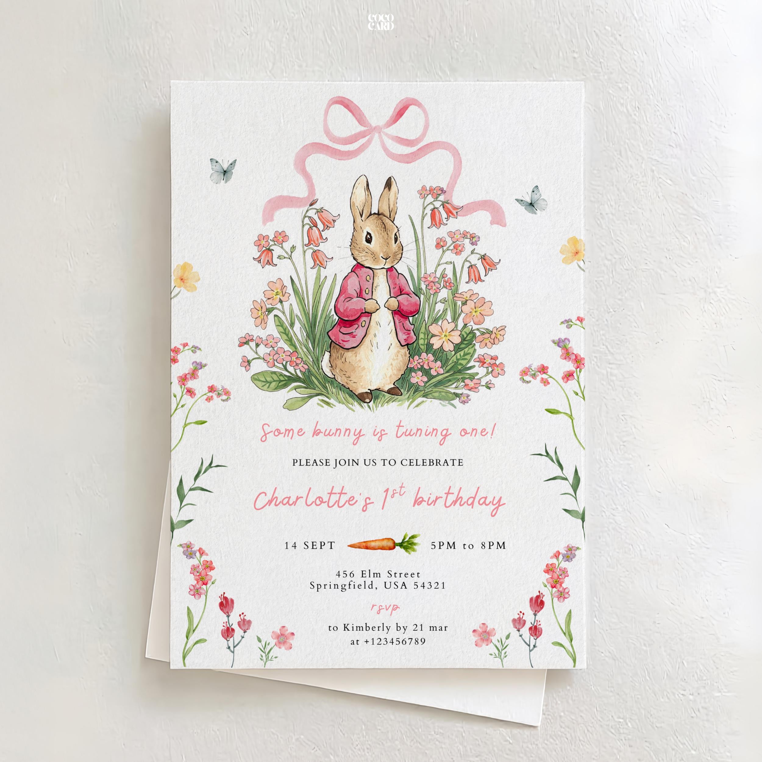 Simon The Rabbit Invitation Peter Rabbit Birthday Invitation Template: Some Bunny is Turning One ...