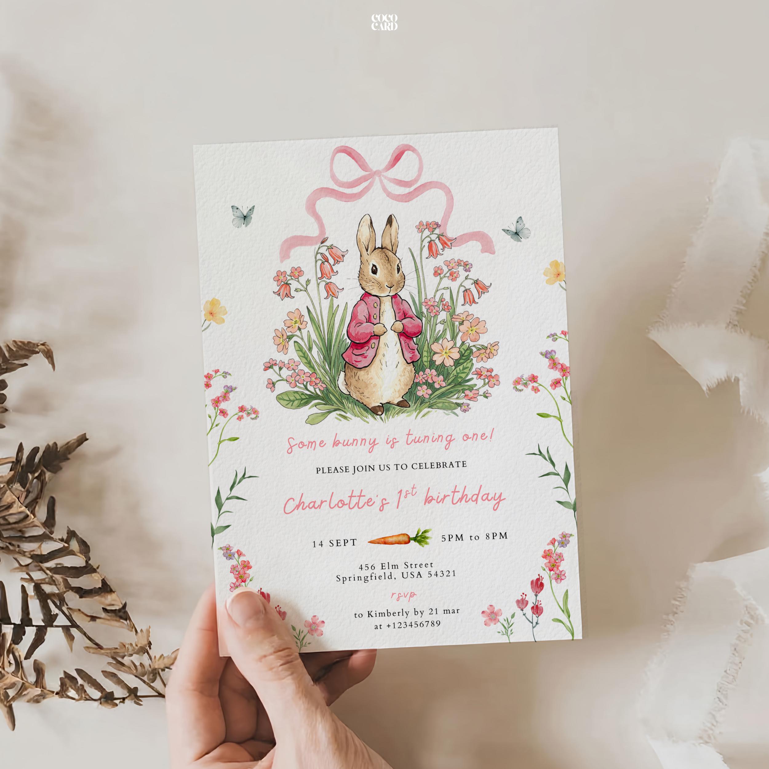 Peter Rabbit Birthday Invitation Template: Some Bunny is Turning One ...