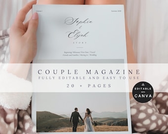 Minimalist Couple Magazine Custom Canva Template, Anniversary Wedding Keepsake, Editable Love Story Book, Digital Printable Gift, Valentine