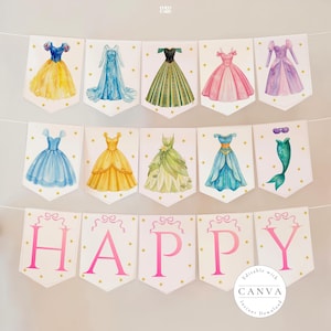 disney princess dress banner Princess Banner/princess Dress Banner/disney Princess Inspired Banner/ princess Birthday/princess Party