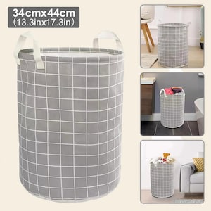 Large Foldable Laundry Hamper Basket, Cotton Linen Storage Bin with Handles, Clothes Toy Organizer for Home Dorm