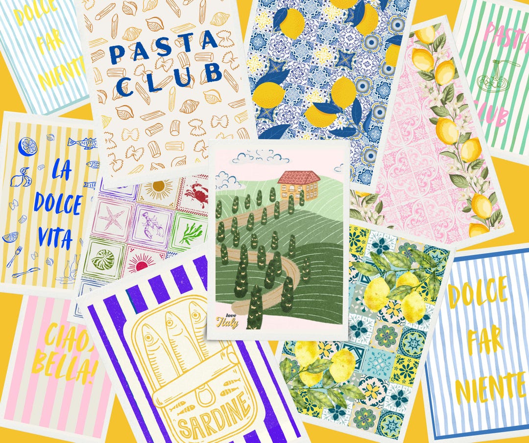 italian kitchen wall decor | kitchen wall art set of... Italian Kitchen Wall Art – Set of Illustrated Prints - Etsy