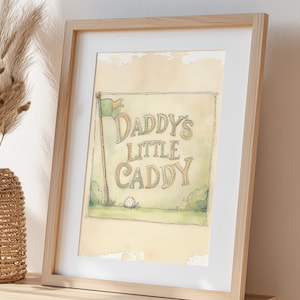 Stampa per cameretta del piccolo caddy golf di papà: decorazione per cameretta per neonato con effetto acquerello (download digitale)