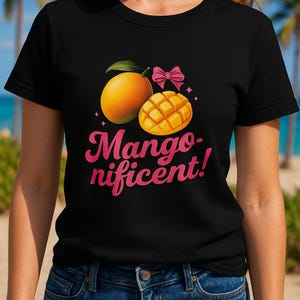 Mango-nificent T-Shirt Funny Mango Graphic Tee Cute Fruit Lover Pun Shirt Tropical Summer T-Shirt Gift for Foodies & Mango Fans