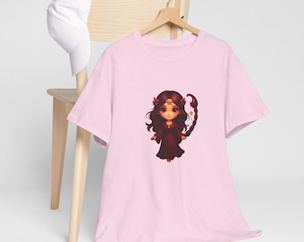 T-shirt Schorpioen sterrenbeeld meisje, astrologiecadeau, schattig T-shirt chibi Schorpioen, shirt horoscoopteken, seizoensoutfit Schorpioen, cadeau voor haar